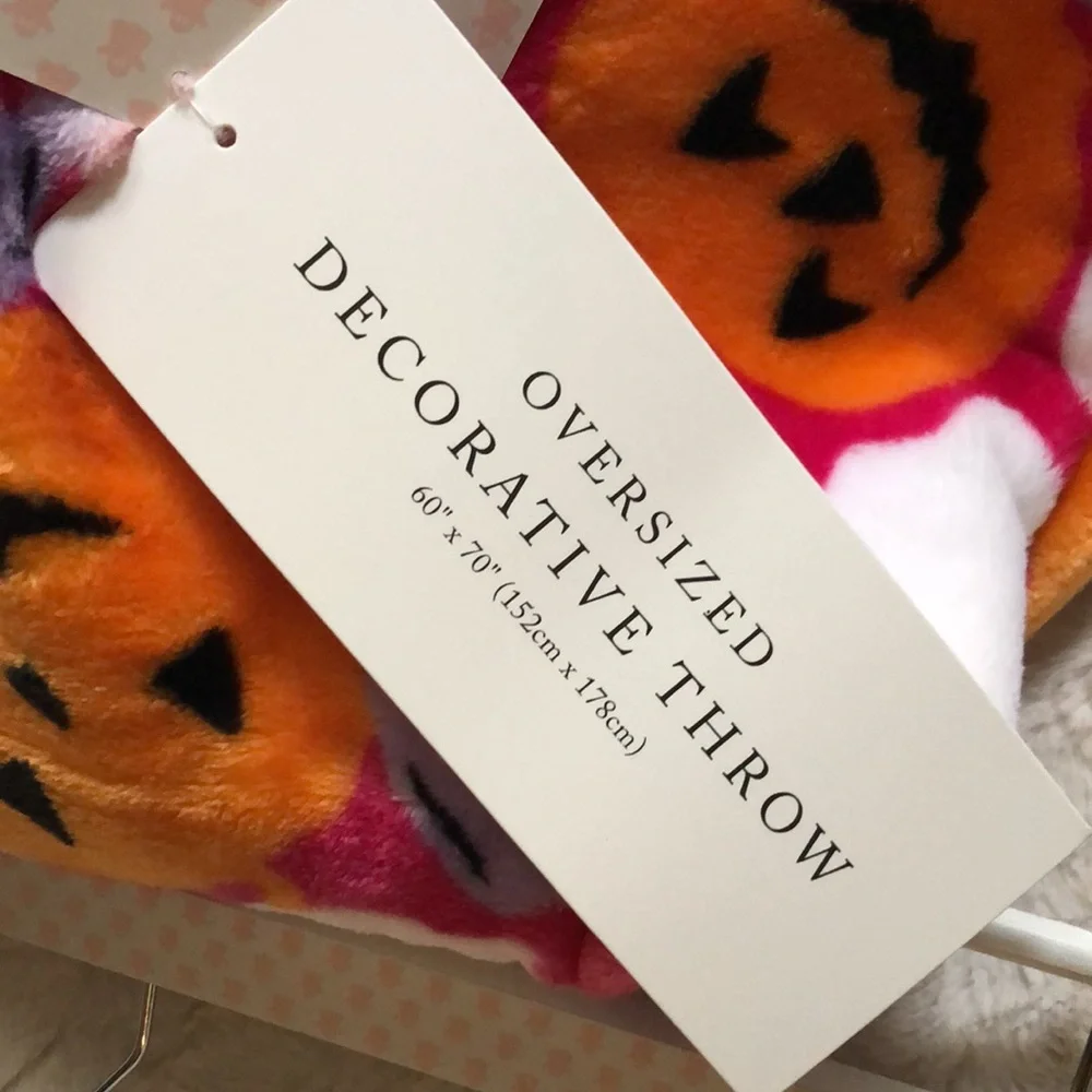 Cupcakes and Cashmere COLORFUL Halloween Ghosts, Pumpkins and Bats Throw…